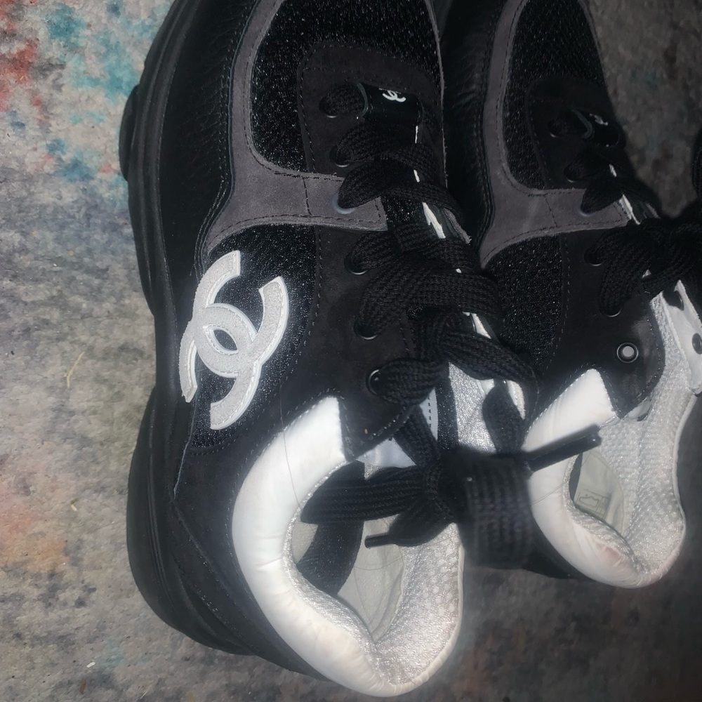 Chanel black and white sneakers size 36